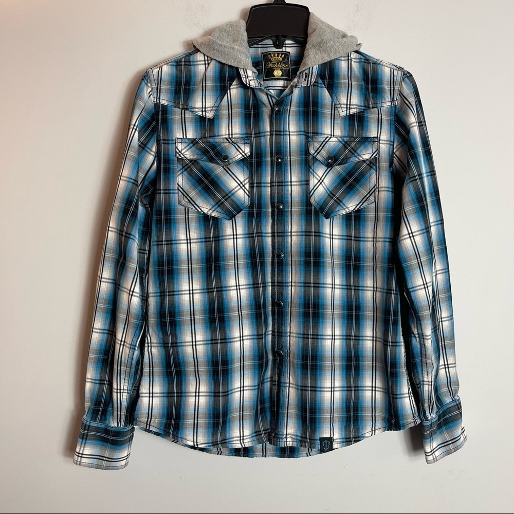 Fishbone XS Hoodie Plaid Shirt